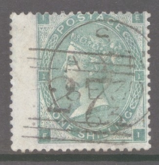 1862 1/- Green SG 90 F.I.  A Very Fine Used example. Cat £350