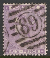 1862 6d Lilac SG 84 Fine Used cat £140