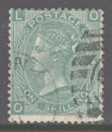1865 1/- Green SG 101 Plate 4  O.L. A Very Fine Used example