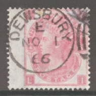 1865 3d Rose lettered L.I. SG 92 A Fine Used example. Cat £250
