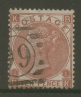1867 10d Red Brown SG 112  Lettered B.K.  A  Very Fine Used example. Cat £400