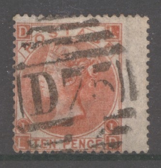 1867 10d Red Brown SG 112  Lettered L.D. A  Fine Used example. Cat £400