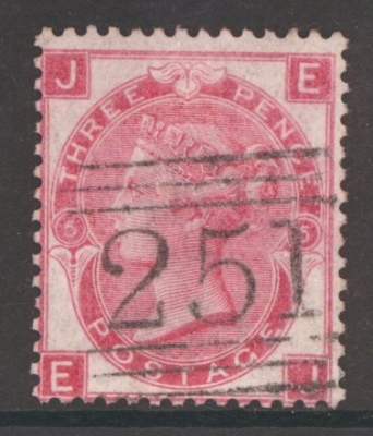 1867 3d Rose SG 103 Plate 5 Lettered E.J. A Very Fine Used example