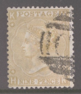 1867 9d Straw SG 110 H.K  A Fine Used example