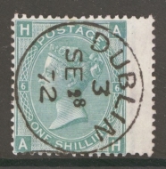 1867 1/- Green SG 117 Plate 6  A.H.  A Very Fine Used example cancelled by a Dublin CDS