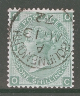 1867 1/- Green SG 117 Plate 6  O.C. A Superb Used example