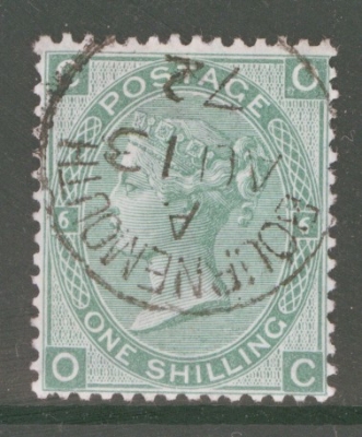 1867 1/- Green SG 117 Plate 6  O.C. A Superb Used example