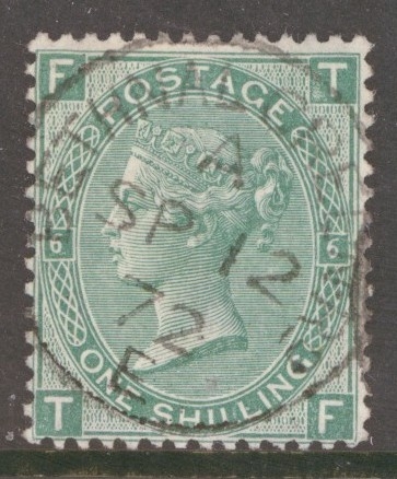 1867 1/- Green SG 117 Plate 6  T.F.  A Very Fine Used example cancelled by a CDS