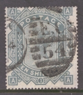 1867 10/- Greenish Grey SG 128 A.A.  A Good to Fine Used example with Deep Colour from the A row. Cat £3,000