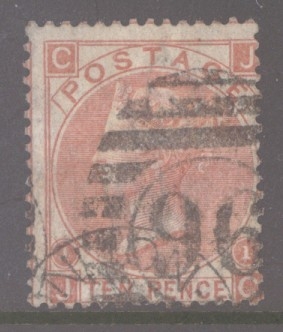 1867 10d Pale Red Brown SG 113  Lettered J.C.  A Good - Fine Used example.  Cat £400