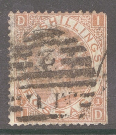 1867 2/- Brown SG 121 Lettered I.D.  A Used example with trimmed wing margin.A difficult stamp in any condition. A great spacefiller. Cat £4250