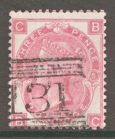 1867 3d Rose SG 103 Plate 5  Lettered B.C. A  Fine Used example