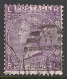 1867 6d Lilac SG 104 Plate 6 Fine Used cat £175