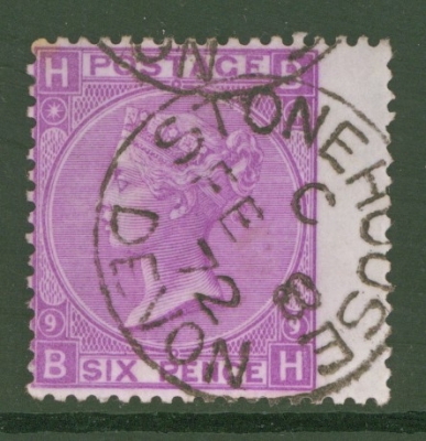 1867 6d Mauve SG 109 Plate 9 B.H.   A Very Fine Used example 