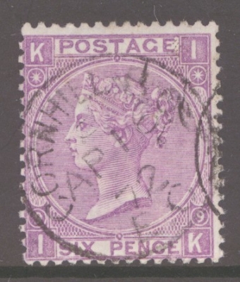 1867 6d Mauve SG 109 Plate 9  I.K   A  Very Fine Used example