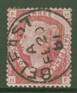 1870 1½d Lake Red SG 52 Plate 3 Lettered H.F.  A Very Fine Used example cancelled by a Belfast CDS