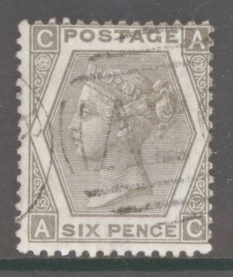 1872 6d Grey SG 125 A.C. A Very Fine Used example. Cat £300