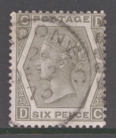 1872 6d Grey SG 125 D.C. A Very Fine Used example