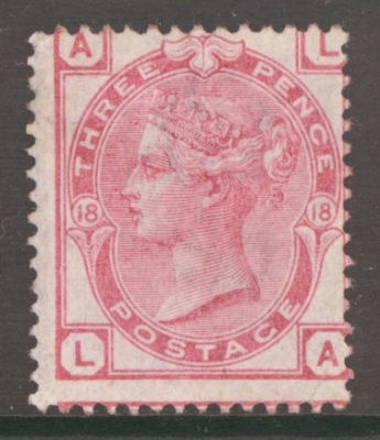 1873 3d Rose SG 143 Plate 18. L.A. A Fresh Unused (No Gum) example. Cat £525