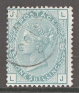 1873 1/- Green SG 150 Plate 13 L.J..  A Superb used example