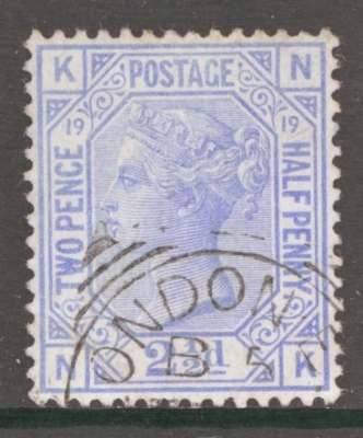  1873 2½d Blue SG 142 Plate 19 N.K. A Very Fine Used example