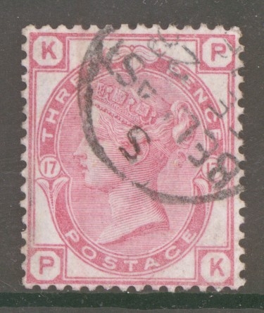 1873 3d Rose SG 143 Plate 17. P.K.  A Superb Used example