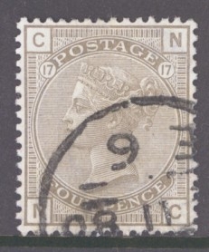 1873 4d Grey Brown SG 154 Plate 17 N.C.  A Very Fine used example of this Difficult stamp. Cat £500