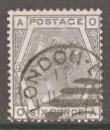 1873 6d Grey SG 147 Plate 13 Lettered O.A.  A Fine Used example. 