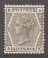 1873 6d Grey SG 147 Plate 15 A.K  A Fresh Well Centred U/M example