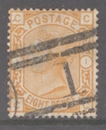 1873 8d Orange SG 156 C.C. A Fine Used example with Deep Colour