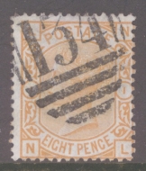 1873 8d Orange SG 156 N.L. A Fine Used example. Cat £350