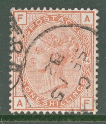 1880 1/- Orange Brown SG 163 Plate 14 A Very Fine Used example