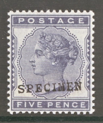 1880 5d Indigo overprinted Specimen SG 169s A Fresh U/M example