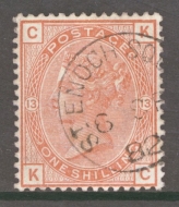 1880 1/- Orange Brown SG 163 Plate 13 K.C.   A Superb Used example