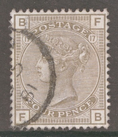 1880 4d Grey Brown SG 160 Plate 17 F.B. A Superb Used Well Centred example