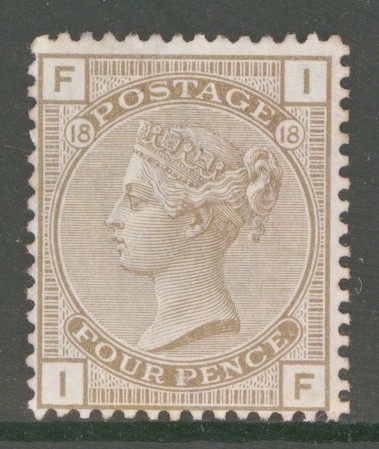 1880 4d Grey Brown SG 160 Plate 18 I.F. A Fresh Unused example without gum. Cat £450 with gum.