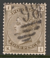 1880 4d Grey Brown SG 160 Plate 18 Fine Used cat £75