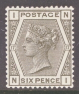 1880 6d Grey SG 161 Pl 17 Lettered N.I. A Superb Fresh U/M example with Perfect Centring. Cat £425