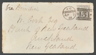 1880 6d Grey SG 161 Plate 17 on cover from Edinburgh to Auckland, New Zealand Via Brindisi