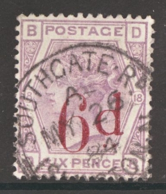 1880 6d on 6d Lilac SG 162 A Very Fine Used example