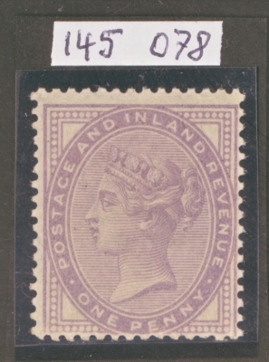 1881 1d Lilac SG 170 (14 Dots) Variety Broken (Missing) Frame Line at Base. Known on the 16 Dot but Unrecorded on 14 Dots.  A Superb U /M example with RPS Certificate. A Rarity.