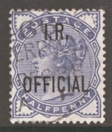 1882 I.R. Official  ½d Slate Blue SG 05  A Very fine used example