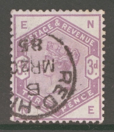 1883 3d Lilac SG 191 Lettered N.E.  A Very Fine Used example. Cat £100