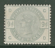 1883 9d Green SG 195 Lettered G.D. A Superb Fresh U/M example with near perfect centring. 