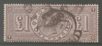 1884 £1 Brown Lilac SG 185  A Good - fine used example with good colour. Cat £3,000