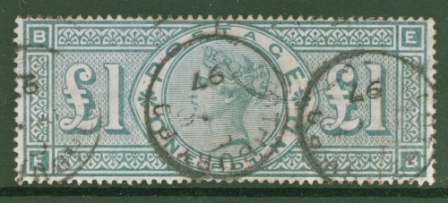 1887 £1 Green SG 212 lettered E.B.  A  Fine Used Well Centred example