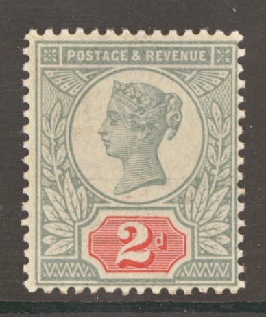 1887 2d Green + Scarlet SG 199   A Superb Fresh U/M example. A Difficult stamp as such. Cat £550