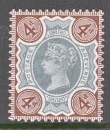 1887 4d Green + Purple Brown variety showing White 4 in all 4 corners. SG Spec K33c. A Superb U/M example