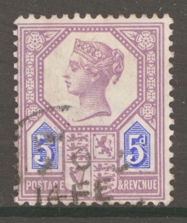 1887 5d Dull Purple + Blue Die 1 SG 207  A Very Fine Used example. Cat £120