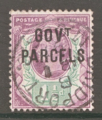 1887 Govt Parcels 1½d Dull Purple + Green SG 065  A Superb Used example.